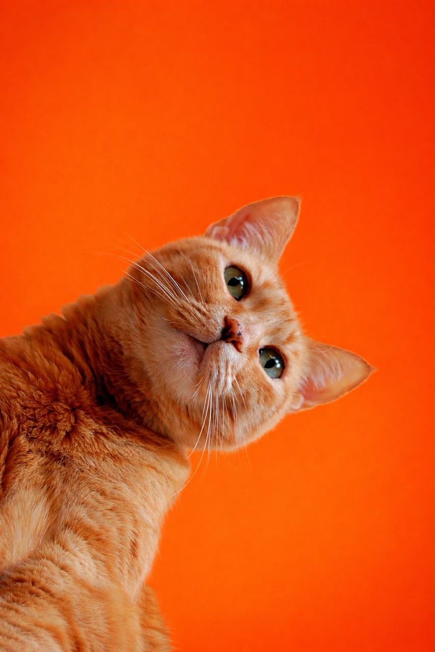 Gato laranja com fundo laranja